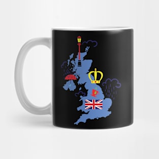 Map of UK with typical Mug